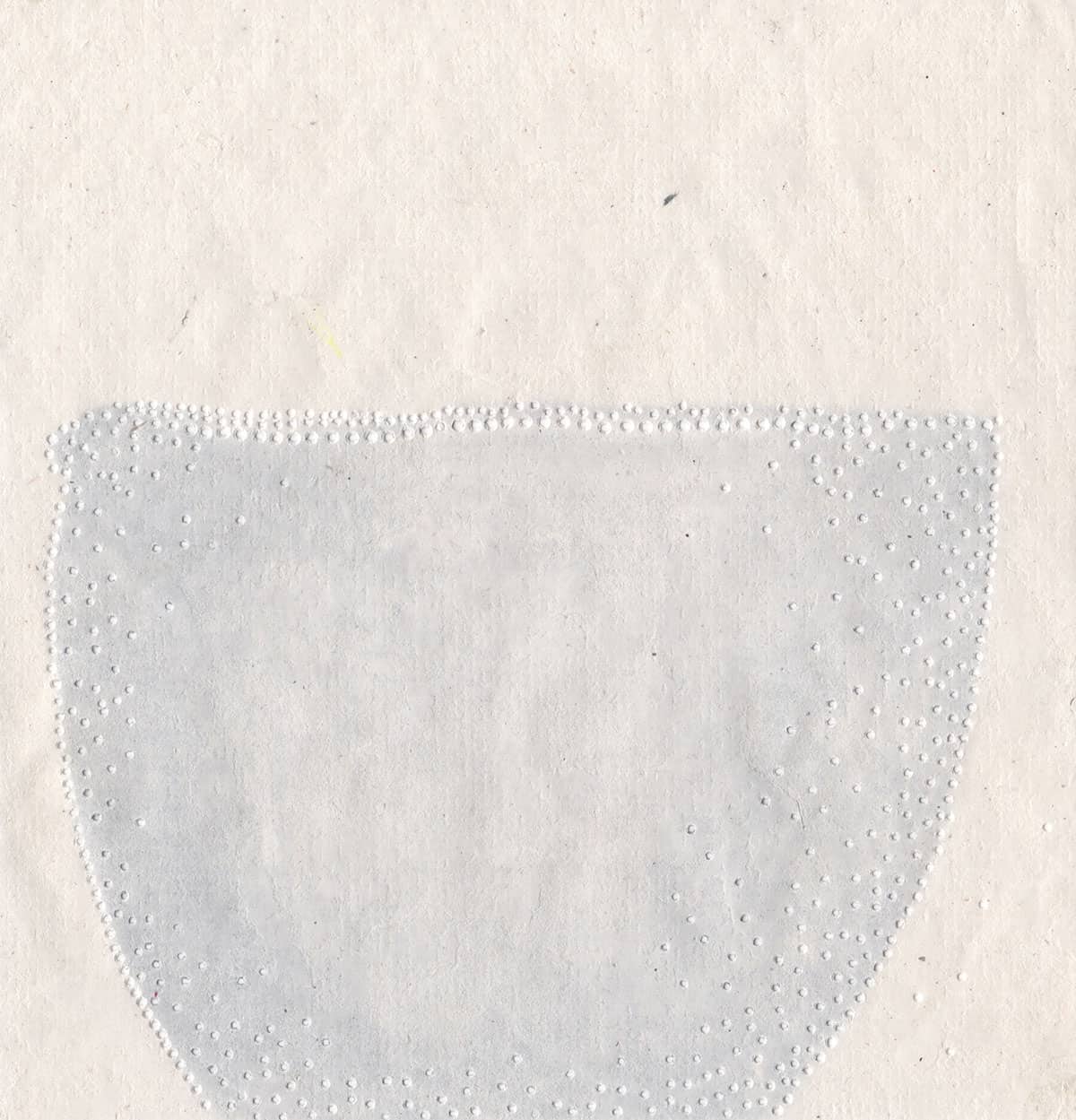 drawing of blue shape with embossed dotted outline
